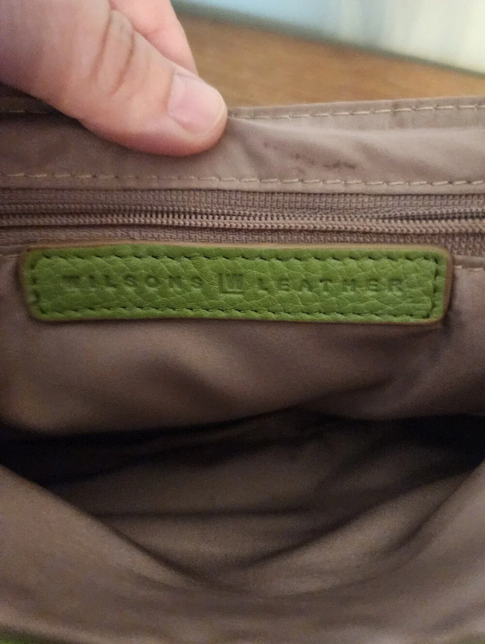 Wilsons Green Leather Bag & Longaberger Pouch W/free Wallet